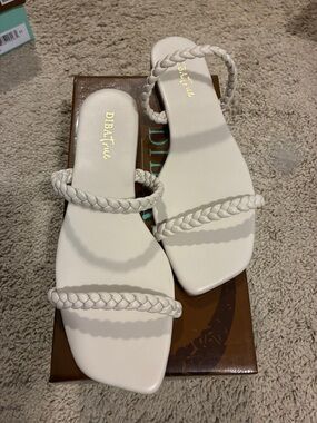 Diba True Women's White Braided Double-Strap Slide Sandals